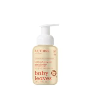 ATTITUDE 2-in-1 Hair and Body Foaming Baby Wash, EWG Verified Shampoo Soap, Dermatologically Tested, Made with Naturally Derived Ingredients, Vegan, Orange and Pomegranate, 10 Fl Oz(Pear Nectar)