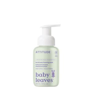 ATTITUDE 2-in-1 Hair and Body Foaming Baby Wash, EWG Verified Shampoo Soap, Dermatologically Tested, Made with Naturally Derived Ingredients, Vegan, Orange and Pomegranate, 10 Fl Oz(Sweet Apple)