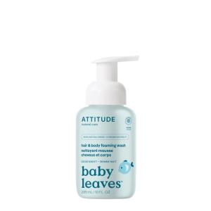 ATTITUDE 2-in-1 Hair and Body Foaming Baby Wash, EWG Verified Shampoo Soap, Dermatologically Tested, Made with Naturally Derived Ingredients, Vegan, Orange and Pomegranate, 10 Fl Oz(Good Night)