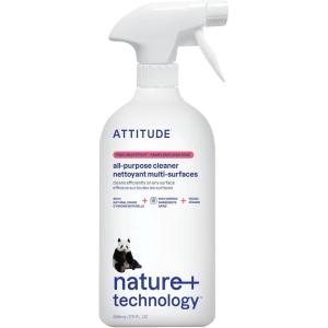 ATTITUDE All Purpose Cleaner Spray, EWG Verified, Vegan, Made with 94% Plant-Based Ingredients, Streak-Free for Kitchen, Bathroom, Glass & More, Lavender Scent, 27.1 Fl Oz(Grapefruit)