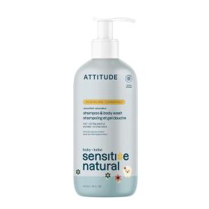 ATTITUDE Baby 2-in-1 Shampoo and Body Wash, EWG Verified, Plant- and Mineral-Based Ingredients, Vegan and Cruelty-Free Products for Sensitive Skin, Unscented, 16 Fl Oz(16 Fl Oz (Pack of 1))