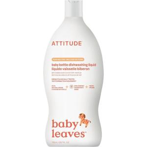 ATTITUDE Baby Bottle & Dish Soap, EWG Verified Bottle Cleaner, Fragrance Free & Dye Free, Removes Milk Residue & Grease, Vegan, Unscented, 33.8 Fl Oz(Pear Nectar)