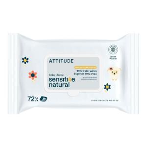 ATTITUDE Baby Wipes Unscented, For Sensitive Skin with Oat, Natural Origin, Dermatollogically Tested​, For Babies, Toddlers & Kids, Chamomile Extract, EWG Verified​, 72 Count(72 Count (Pack of 1))