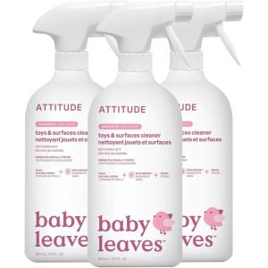 ATTITUDE Baby & Kids Toy Cleaner Spray, EWG Verified, Multi-Surface Cleaner for Toys, High Chairs & Play Areas, Naturally Derived, Vegan, Unscented, 27.1 Fl Oz(27.1 Fl Oz (Pack of 3))