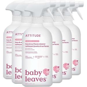 ATTITUDE Baby & Kids Toy Cleaner Spray, EWG Verified, Multi-Surface Cleaner for Toys, High Chairs & Play Areas, Naturally Derived, Vegan, Unscented, 27.1 Fl Oz(27.1 Fl Oz (Pack of 6))