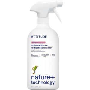ATTITUDE Bathroom Cleaner Spray, EWG Verified, Plant-Based & Vegan, Safe for Bathroom Surfaces, Tiles, Tubs, Shower Walls, and Grout, Unscented, 27.1 Fl Oz(Unscented)