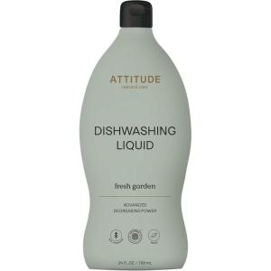 ATTITUDE Dish Soap, EWG Verified, Plant-Based & Vegan Dishwashing Liquid, Naturally Derived, Fresh Garden Scent, 24 Fl Oz(Fresh Garden)