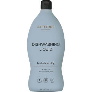 ATTITUDE Dish Soap, EWG Verified, Plant-Based & Vegan Dishwashing Liquid, Naturally Derived, Italian Lemon Scent, 24 Fl Oz