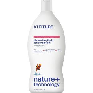 ATTITUDE Dish Soap, EWG Verified, Plant-Based & Vegan Dishwashing Liquid, Naturally Derived, Olive and Coriander Scent, 23.7 Fl Oz(Grapefruit)