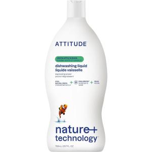 ATTITUDE Dish Soap, EWG Verified, Plant-Based & Vegan Dishwashing Liquid, Naturally Derived, Olive and Coriander Scent, 23.7 Fl Oz(Green Apple & Basil)
