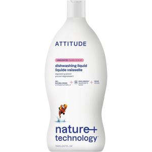 ATTITUDE Dish Soap, EWG Verified, Plant-Based & Vegan Dishwashing Liquid, Naturally Derived, Unscented, 23.7 Fl Oz