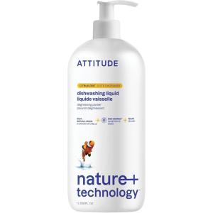 ATTITUDE Dish Soap Refill, EWG Verified, Plant-Based & Vegan Dishwashing Liquid, Naturally Derived, Olive & Coriander Scent, 135.3 Fl Oz(Citrus Zest)