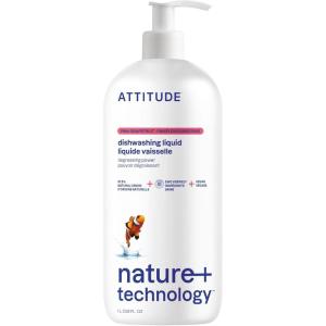 ATTITUDE Dish Soap Refill, EWG Verified, Plant-Based & Vegan Dishwashing Liquid, Naturally Derived, Olive & Coriander Scent, 135.3 Fl Oz(Grapefruit)