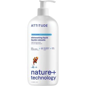 ATTITUDE Dish Soap Refill, EWG Verified, Plant-Based & Vegan Dishwashing Liquid, Naturally Derived, Olive & Coriander Scent, 135.3 Fl Oz(Wildflowers)