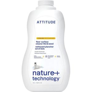 ATTITUDE Floor Cleaner, EWG Verified, Streak-Free, Vegan & Plant-Based for Tile, Wood & Laminate Floors, Citrus Zest Scent, 35.2 Fl Oz(Citrus Zest)