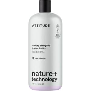 ATTITUDE Laundry Detergent with Essential Oils, EWG Verified, Vegan, Plant and Mineral-Based Ingredients, HE, Bulk Refill, 80 Loads, Geranium and Lemongrass, 67.6 Fl Oz(Lemon & Rosewood)