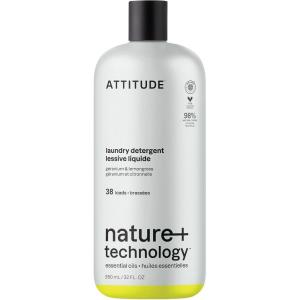ATTITUDE Laundry Detergent with Essential Oils, EWG Verified, Vegan, Plant and Mineral-Based Ingredients, HE, Bulk Refill, 80 Loads, Geranium and Lemongrass, 67.6 Fl Oz(Geranium & Lemongrass)