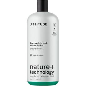 ATTITUDE Laundry Detergent with Essential Oils, EWG Verified, Vegan, Plant and Mineral-Based Ingredients, HE, Bulk Refill, 80 Loads, Geranium and Lemongrass, 67.6 Fl Oz(Lavender & Rosemary)