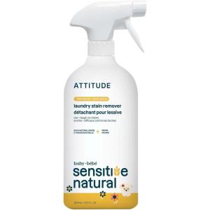 ATTITUDE Laundry Stain Remover for Baby Clothes, Plant- and Mineral-Based Ingredients, Vegan and Cruelty-free Laundry Products for Sensitive Skin, Unscented, 27 Fl Oz(27.1 Fl Oz (Pack of 1))