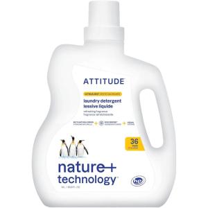 ATTITUDE Liquid Laundry Detergent, EWG Verified, HE Compatible, Plant-Based & Vegan, Natural Laundry Soap, Citrus Zest Scent, 60.8 Fl Oz(60.8 Fl Oz (Pack of 1))