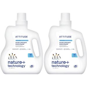 ATTITUDE Liquid Laundry Detergent, EWG Verified, HE Compatible, Plant-Based & Vegan, Natural Laundry Soap, Wildflowers Scent, 36 Loads, 60.8 Fl Oz(60.8 Fl Oz (Pack of 2))