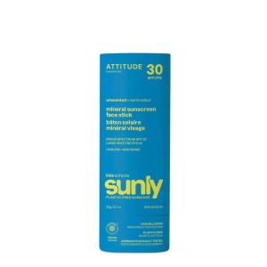 ATTITUDE Mineral Face Sunscreen Stick for Kids, SPF 30, EWG Verified, Plastic-Free, Broad Spectrum UVA/UVB Protection with Zinc Oxide, Dermatologically Tested, Vegan, Unscented, 0.7 Ounce(0.7 Ounce (Pack of 1))
