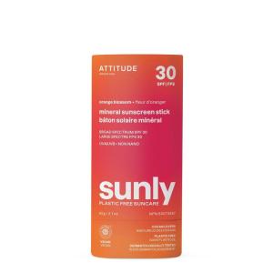 ATTITUDE Mineral Sunscreen Stick with Zinc Oxide, SPF 30, EWG Verified, Plastic-Free, Broad Spectrum UVA/UVB Protection, Dermatologically Tested, Vegan, Tropical, 2.1 Ounces(Orange Blossom)
