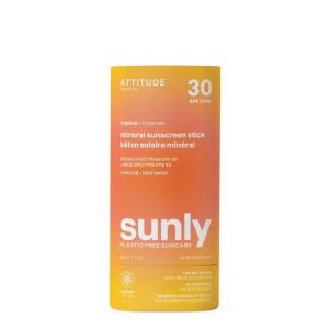 ATTITUDE Mineral Sunscreen Stick with Zinc Oxide, SPF 30, EWG Verified, Plastic-Free, Broad Spectrum UVA/UVB Protection, Dermatologically Tested, Vegan, Tropical, 2.1 Ounces(Tropical)
