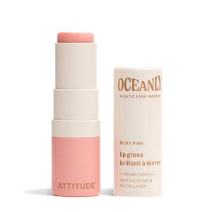 ATTITUDE Oceanly Sheer Lip Gloss Stick, EWG Verified, Titanium Dioxide-Free, Vegan Makeup & Beauty, Cruelty-Free, Plastic-Free, Happy Berry, 0.12 Ounces(Silky Pink)