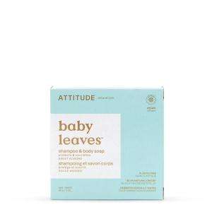 ATTITUDE Plastic-Free Baby Shampoo and Body Soap Bar, EWG Verified, Dermatologically Tested, Vegan, Unscented, 3 Ounces(Good Night)