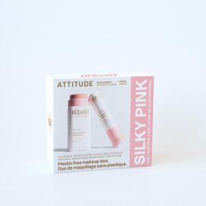 ATTITUDE Silky Pink Makeup Duo Box Set, EWG Verified, Titanium Dioxide-Free, Plastic-free, Plant and Mineral-Based, Vegan Beauty Products, Set of 2 Makeup Sticks(Silky Pink)