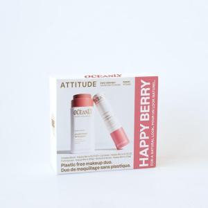 ATTITUDE Silky Pink Makeup Duo Box Set, EWG Verified, Titanium Dioxide-Free, Plastic-free, Plant and Mineral-Based, Vegan Beauty Products, Set of 2 Makeup Sticks(Happy Berry)