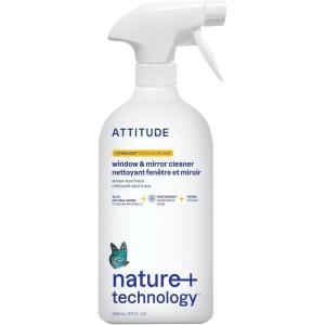 ATTITUDE Window and Mirror Cleaner, EWG Verified, Plant- and Mineral-Based Ingredients, Vegan and Cruelty-free Household Products, Citrus Zest, 27.1 Fl Oz(27.1 Fl Oz (Pack of 1))