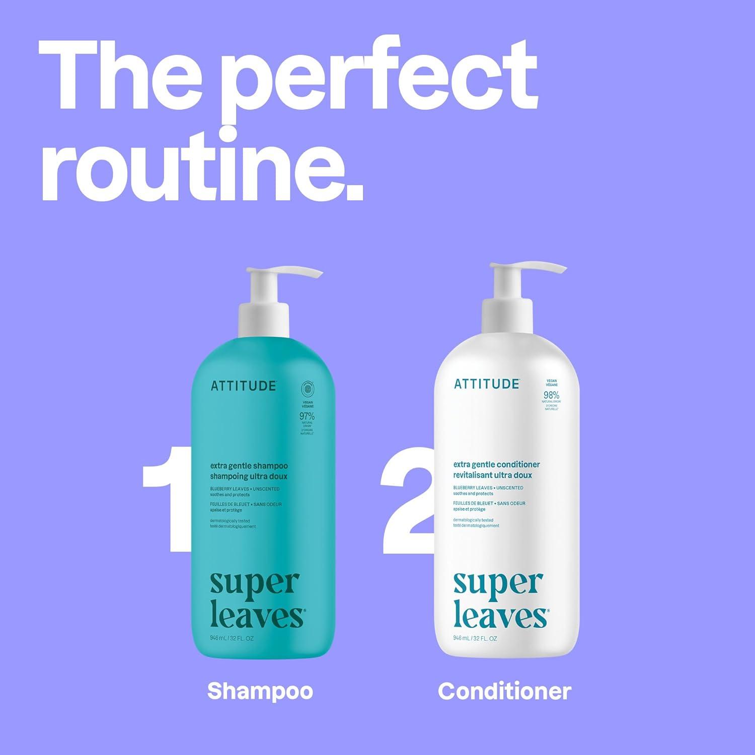 image:imageATTITUDE Nourishing Hair Conditioner For Dry and Damaged Hair Naturally Derived Ingredients Vegan Detangler Dermatologically Tested Grapeseed Oil and Olive Leaves 8 Fl OzExtra Gentle