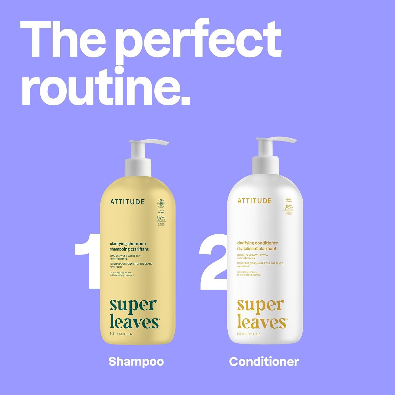 image:imageATTITUDE Nourishing Hair Conditioner For Dry and Damaged Hair Naturally Derived Ingredients Vegan Detangler Dermatologically Tested Grapeseed Oil and Olive Leaves 8 Fl OzClarifying