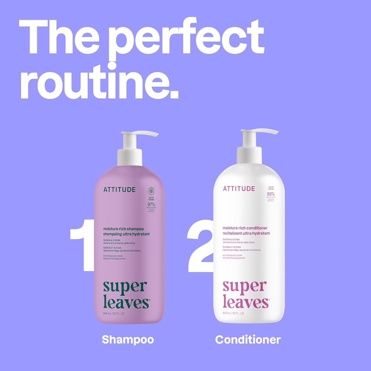 image:imageATTITUDE Nourishing Hair Conditioner For Dry and Damaged Hair Naturally Derived Ingredients Vegan Detangler Dermatologically Tested Grapeseed Oil and Olive Leaves 8 Fl OzMoisture Rich