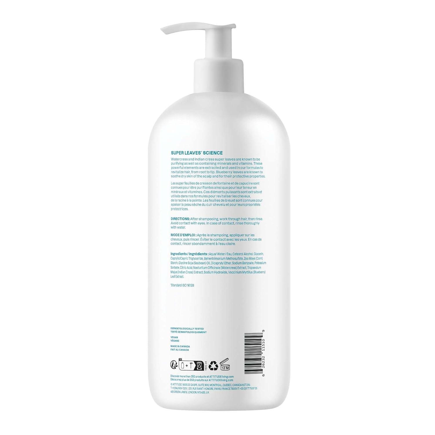 image:imageATTITUDE Nourishing Hair Conditioner For Dry and Damaged Hair Naturally Derived Ingredients Vegan Detangler Dermatologically Tested Grapeseed Oil and Olive Leaves 8 Fl OzExtra Gentle