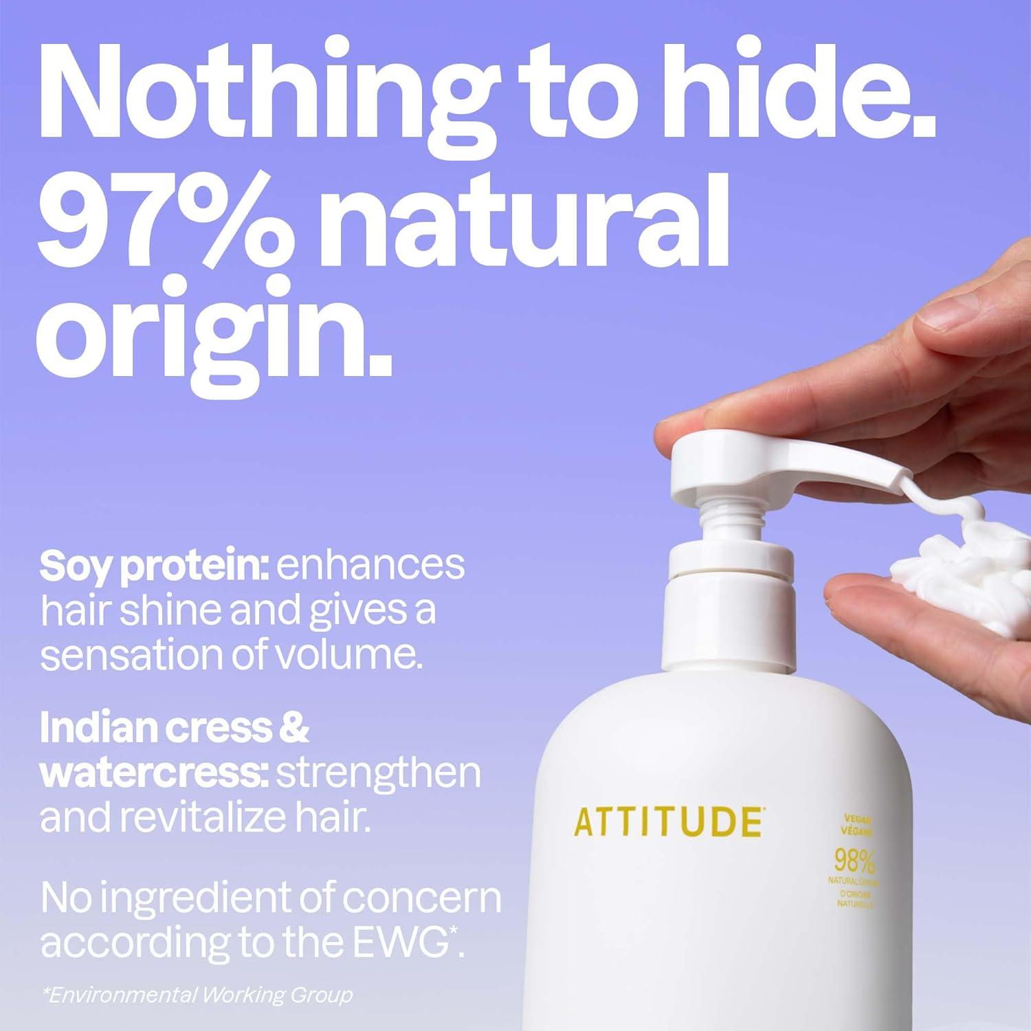 image:imageATTITUDE Nourishing Hair Conditioner For Dry and Damaged Hair Naturally Derived Ingredients Vegan Detangler Dermatologically Tested Grapeseed Oil and Olive Leaves 8 Fl OzClarifying