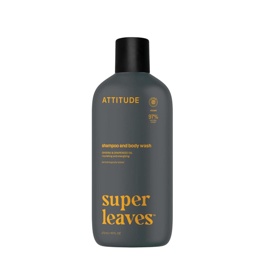 image:imageATTITUDE 2in1 Body Wash amp Shampoo for Men amp Women EWG Verified Vegan Natural Ingredients DermatologistTested Ginseng and Grapeseed Oil 16 Fl OzGinseng Grapeseed Oil