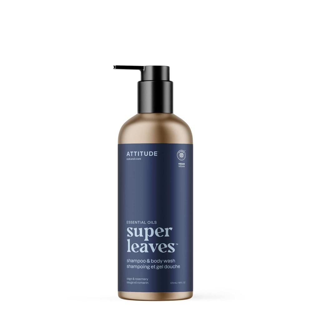 image:imageATTITUDE 2in1 Body Wash and Hair Shampoo EWG Verified Shower Gel Dermatologically Tested Made with Naturally Derived Ingredients Vegan Personal Care Patchouli and Black Pepper 676 Fl OzSage  Rosemary