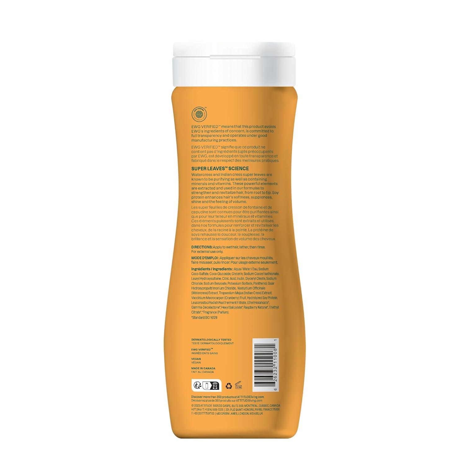 image:imageATTITUDE Volume and Shine Hair Shampoo EWG Verified For Thin Hair Naturally Derived Ingredients Vegan and Plant Based Soy Protein and Cranberries 16 Fl Oz Pack of 6