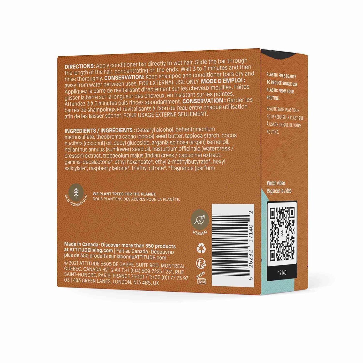 image:imageATTITUDE Nourishing Conditioner Bar Natural Origin Repair and Protect Avocado oil amp Shea Butter Vegan Sandalwood 4 OzOrange Cardamom
