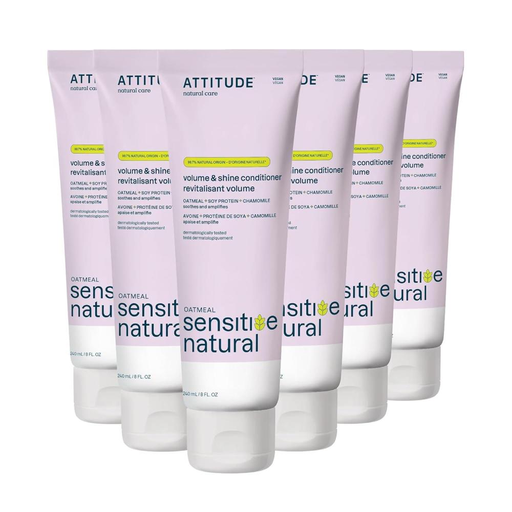 image:imageATTITUDE Hair Conditioner for Sensitive Dry Scalp Soothing Oat Naturally Derived Ingredients Dermatologically Tested Vegan Detangler Extra Gentle 32 Fl Oz Pack of 6Volume Shine