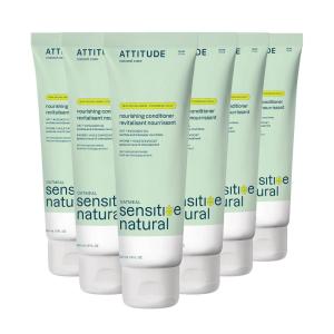 ATTITUDE Hair Conditioner for Sensitive Dry Scalp, Soothing Oat, Naturally Derived Ingredients, Dermatologically Tested, Vegan Detangler, Extra Gentle, 32 Fl Oz (Pack of 6)(Nourishing)