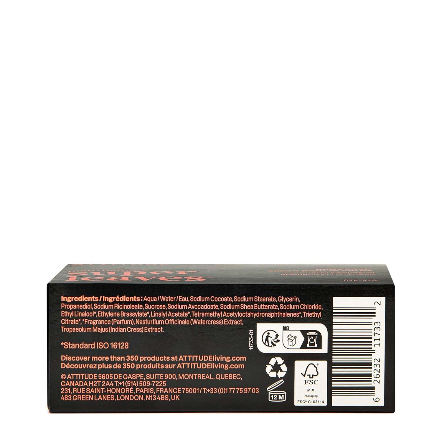 image:imageATTITUDE Bar Soap Body Wash for Men For Body and Hands 99 Natural Origin Ingredients with Avocado Oil EWG Verified Patchouli amp Bourbon 4 Oz Pack of 6Patchouli Bourbon