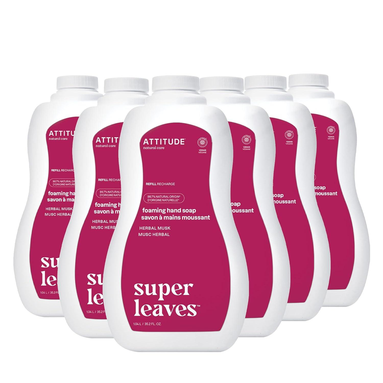 image:imageATTITUDE Foaming Hand Soap EWG Verified Plant and MineralBased Ingredients Vegan and Crueltyfree Personal Care Products Pink Grapefruit 10 Fl Oz Pack of 6Herbal Musk