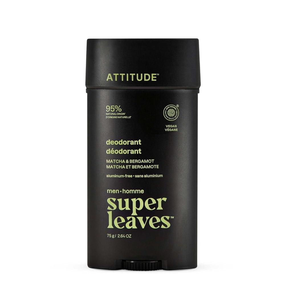image:imageATTITUDE AluminumFree Deodorant for Men 95 Natural Origin Ingredients EWG Verified Plant Based Odor Control With Baking Soda 264 OzMatcha  Bergamot