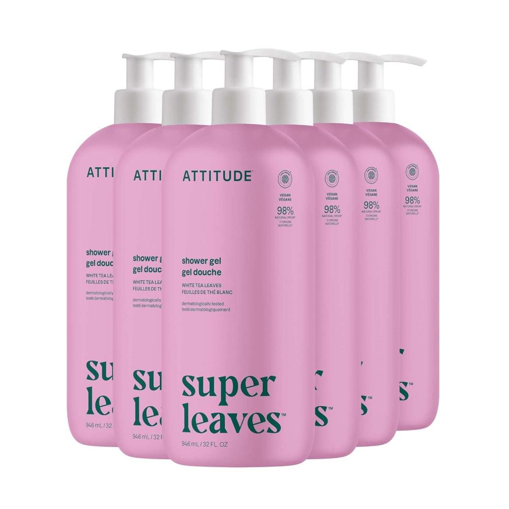 image:imageATTITUDE Body Wash EWG Verified Shower Gel Dermatologically Tested Plant and MineralBased Vegan Personal Care Products Orange Blossom amp Eucalyptus 32 Fl Oz Pack of 6White Tea Leaves