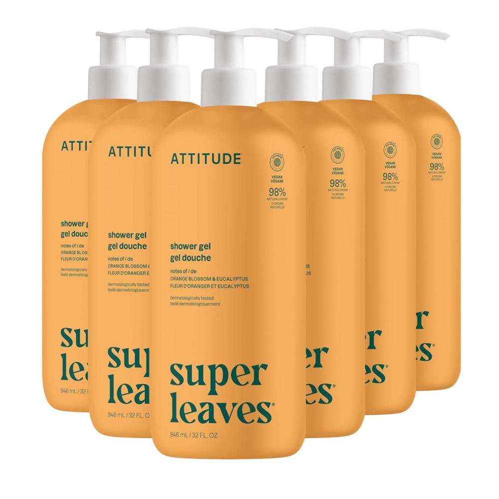 image:imageATTITUDE Body Wash EWG Verified Shower Gel Dermatologically Tested Plant and MineralBased Vegan Personal Care Products Orange Blossom amp Eucalyptus 32 Fl Oz Pack of 6Orange Blossom Eucalyptus