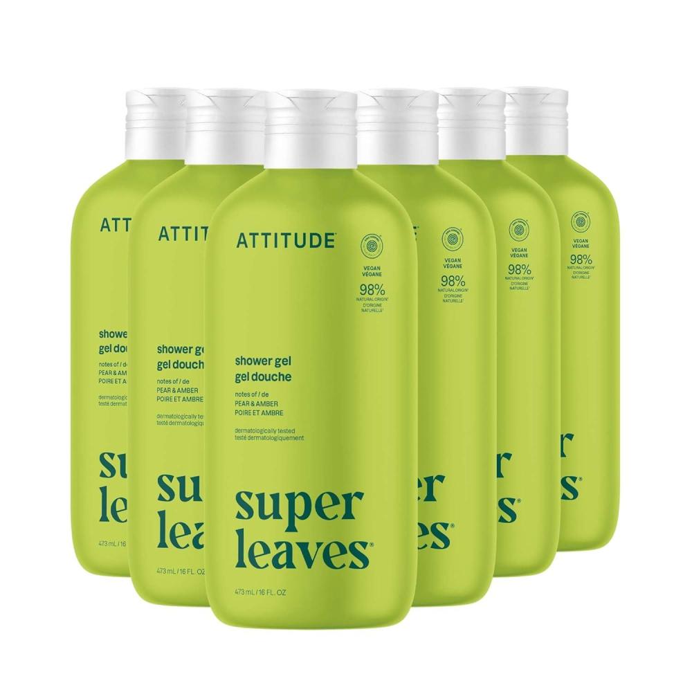 image:imageATTITUDE Body Wash EWG Verified Shower Gel Dermatologically Tested Plant and MineralBased Vegan Personal Care Products Pear amp Amber Scent 16 Fl Oz Pack of 6Pear  Amber